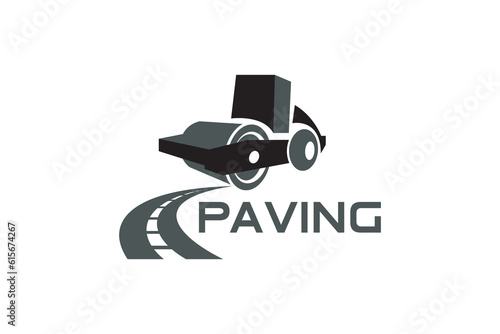 Paving machine logo design template