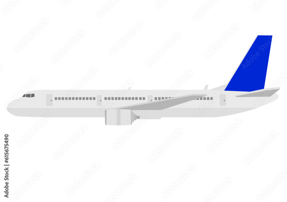 真横からみた空を飛んでいる飛行機