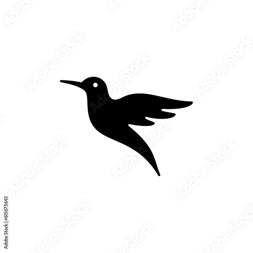 simple flying colibri bird icon illustration, hummingbird silhouette logo design