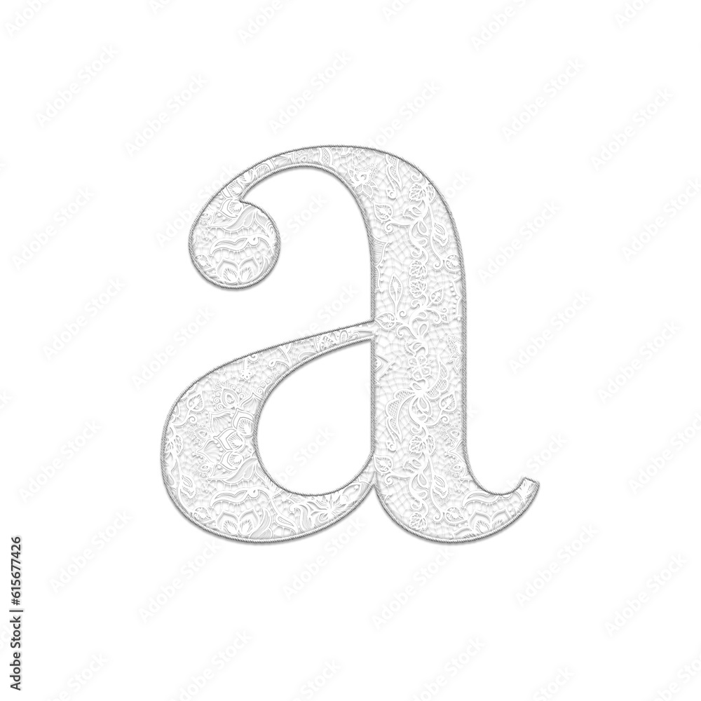 Classic floral lace alphabet lowercase letters, off white color, isolated with transparent background. Classic floral lace alphabet lowercase letters, off white color, isolated with transparent background.