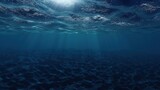 Dark blue ocean surface from underwater generative AI