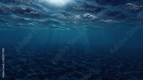 Dark blue ocean surface from underwater generative AI © fajar