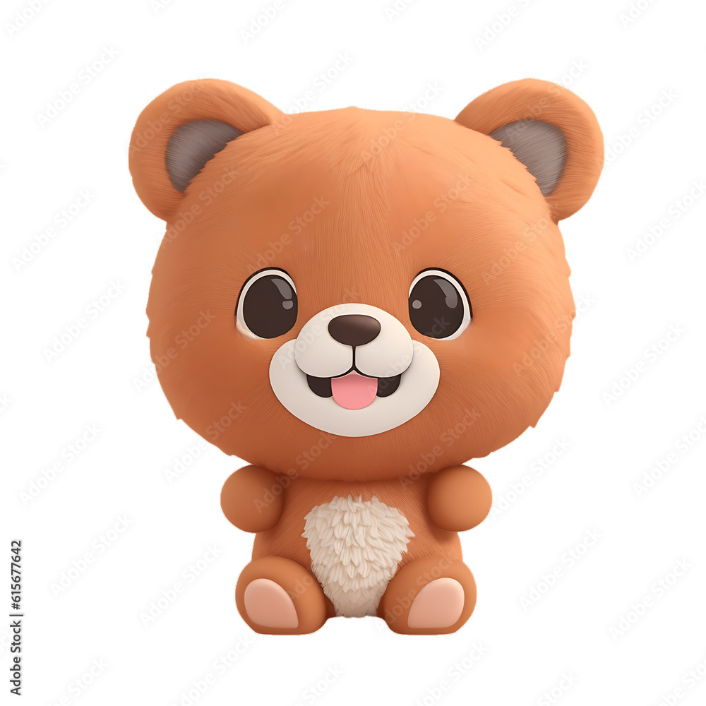 Obraz premium BEAR with happy faces, Chibi style, tiny, Cute, and transparent background.