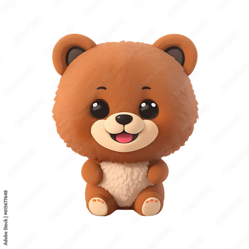 Fototapeta premium BEAR with happy faces, Chibi style, tiny, Cute, and transparent background.