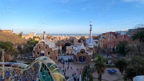 Park Güell Guell Barcelona Spain - Gardens and Architectural Elements on Carmel Hill by Antoni Gaudí
