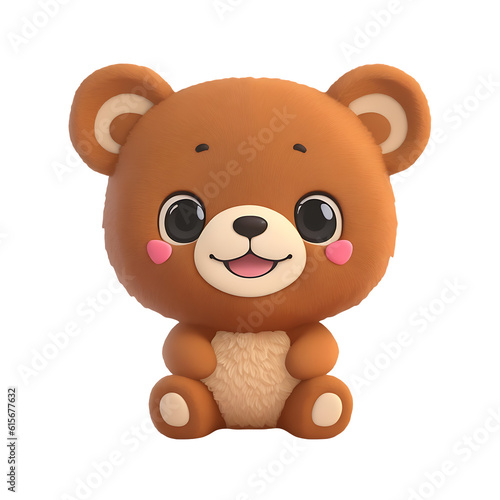 BEAR with happy faces  Chibi style  tiny  Cute  and transparent background.