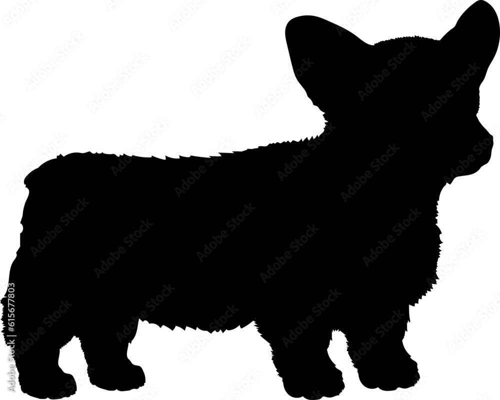 Cardigan Welsh Corgi. Dog puppies silhouette. Baby dog silhouette. Puppy