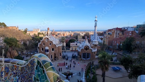 Park Güell Guell Barcelona Spain - Gardens and Architectural Elements on Carmel Hill by Antoni Gaudí