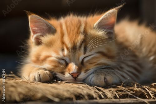 sleeping cute kitten   Generative AI 