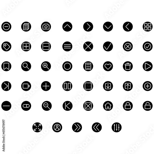 Vector of Essential UI 1 Icon Set Round. Perfect for user interface, new application.
