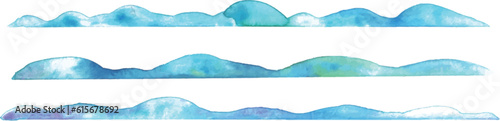 水彩画。水彩タッチの波模様ベクターイラスト。青い絵の具で描いた海の模様。Watercolor painting. Wave pattern vector illustration with watercolor touch. Sea pattern painted with blue paint.