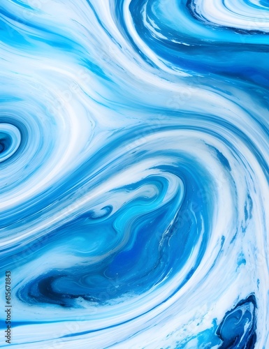 Abstract fluid art marble background light blue and white colors artwork