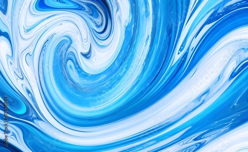 Abstract fluid art marble background light blue and white colors artwork