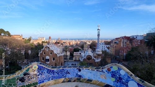 Park Güell Guell Barcelona Spain - Gardens and Architectural Elements on Carmel Hill by Antoni Gaudí