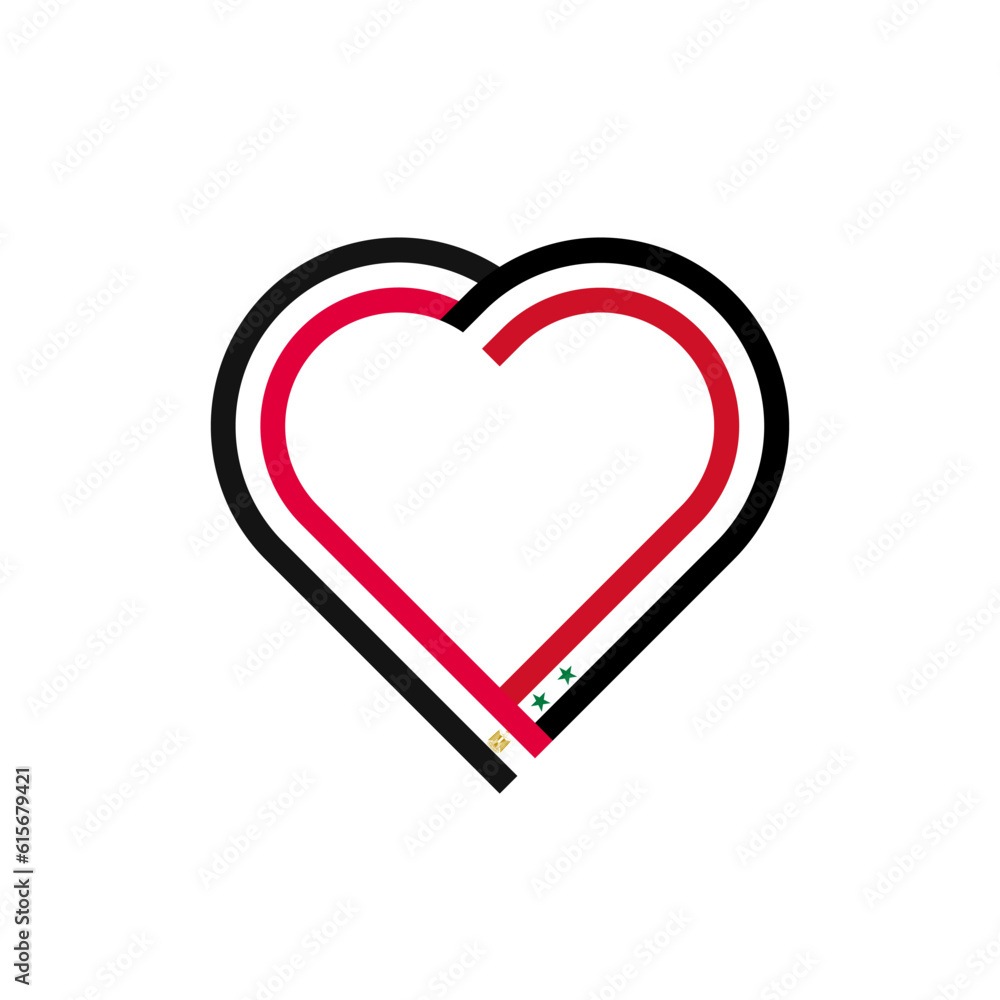 unity concept. heart ribbon icon of egypt and syria flags. vector illustration isolated on white background unity concept. heart ribbon icon of egypt and syria flags. vector illustration isolated on white background