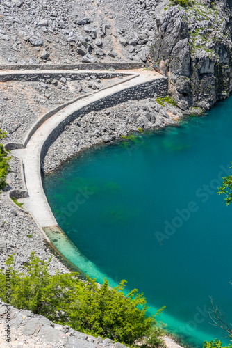 Blue lake called Modro Jezero at Imotski in Croatia.