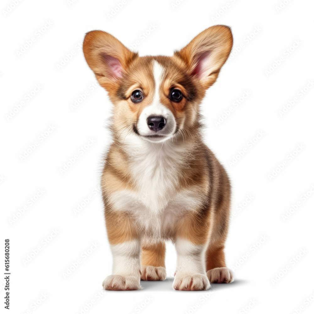 Obraz premium A full body shot of a lovely Corgi puppy (Canis lupus familiaris)
