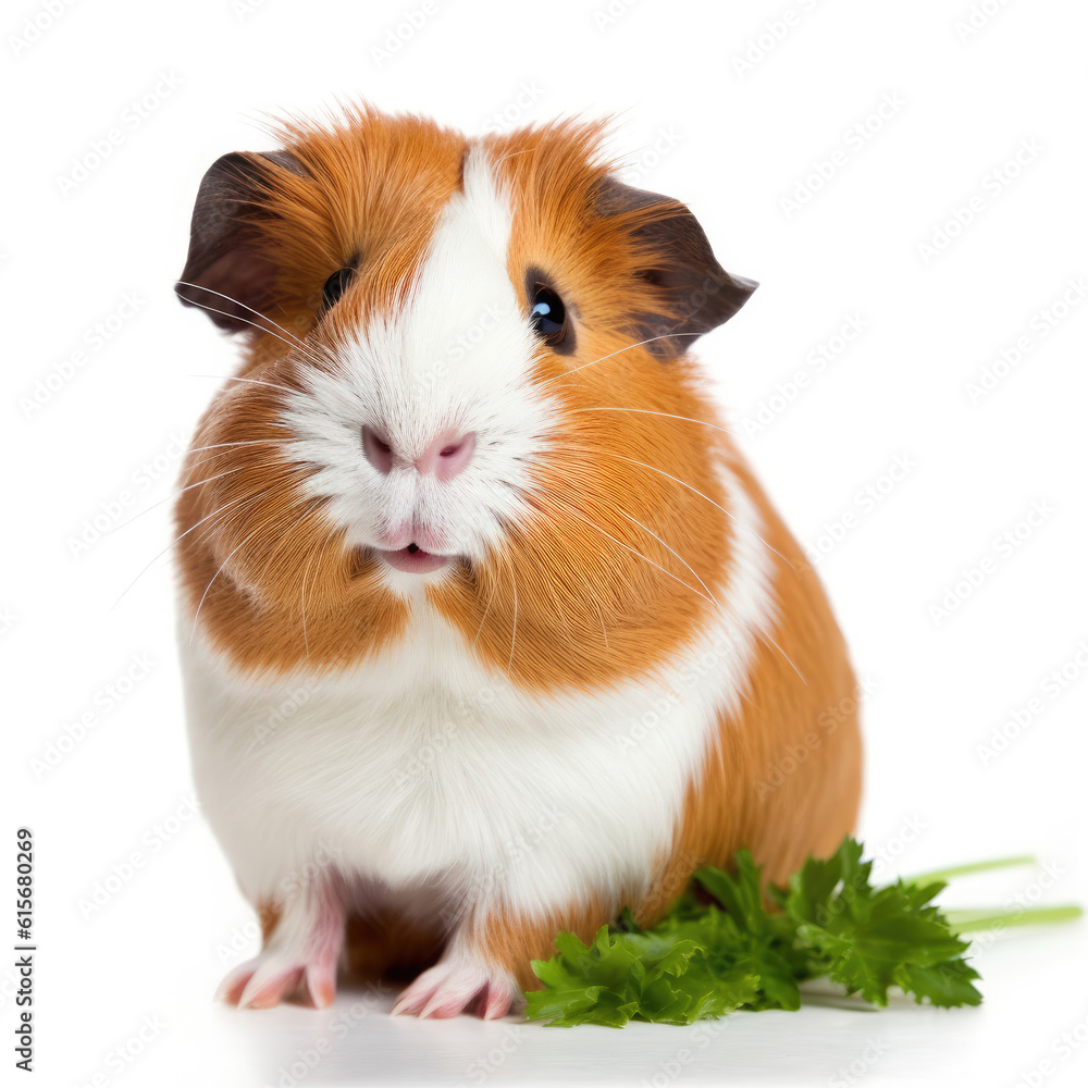 A Guinea Pig (Cavia porcellus) appearing to grin with a carrot A Guinea Pig (Cavia porcellus) appearing to grin with a carrot