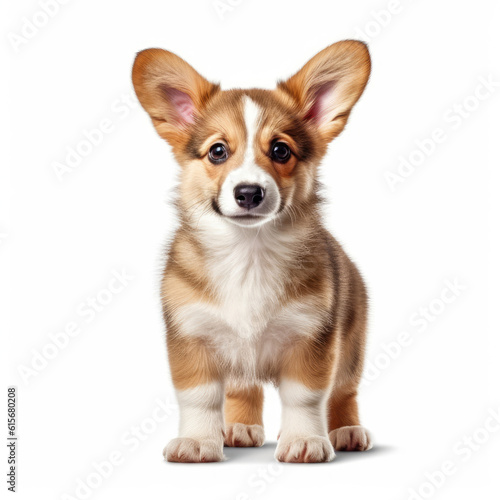 A full body shot of a lovely Corgi puppy (Canis lupus familiaris)