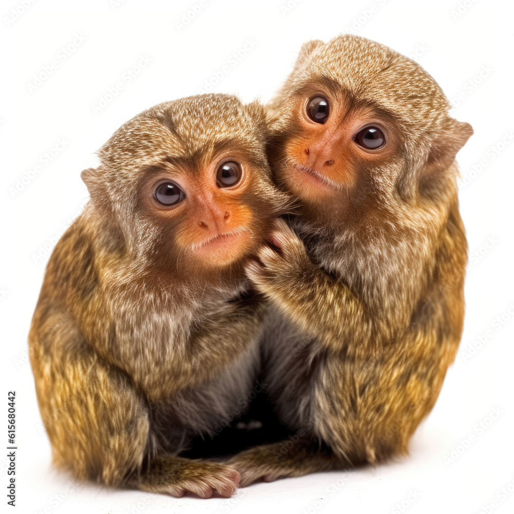 Fototapeta premium Two Pygmy Marmosets (Cebuella pygmaea) playing together