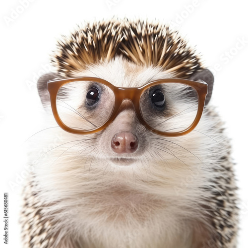 A Hedgehog (Erinaceus europaeus) with reading glasses