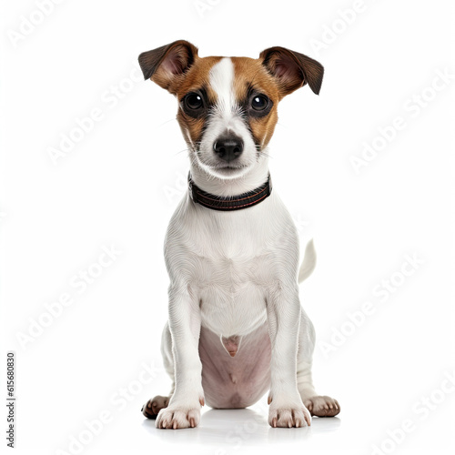 A full body shot of an inquisitive Jack Russell Terrier puppy (Canis lupus familiaris) © blueringmedia