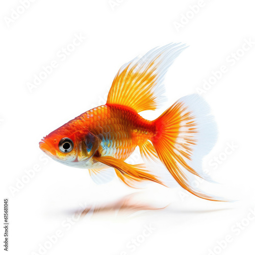 Platy fish (Xiphophorus maculatus) swimming near water surface photo