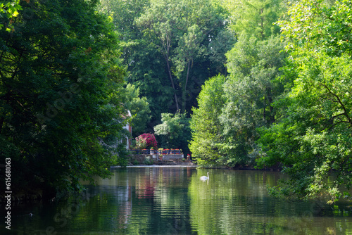 Loiret river in Olivet village. Centre-Val-de-Loire region