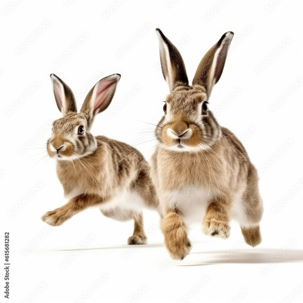 Two Jackrabbits (Lepus californicus) bounding around Two Jackrabbits (Lepus californicus) bounding around