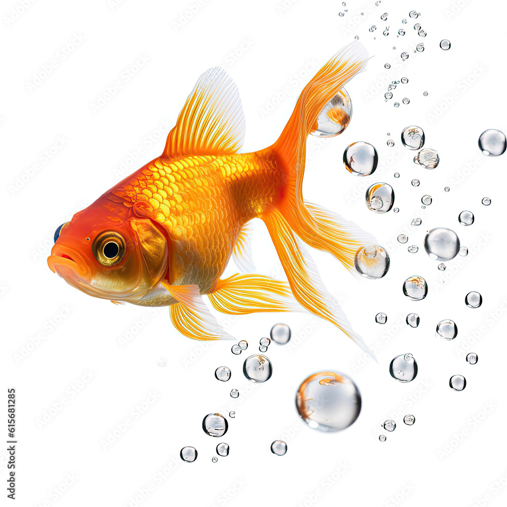 A Goldfish (Carassius auratus) blowing bubbles