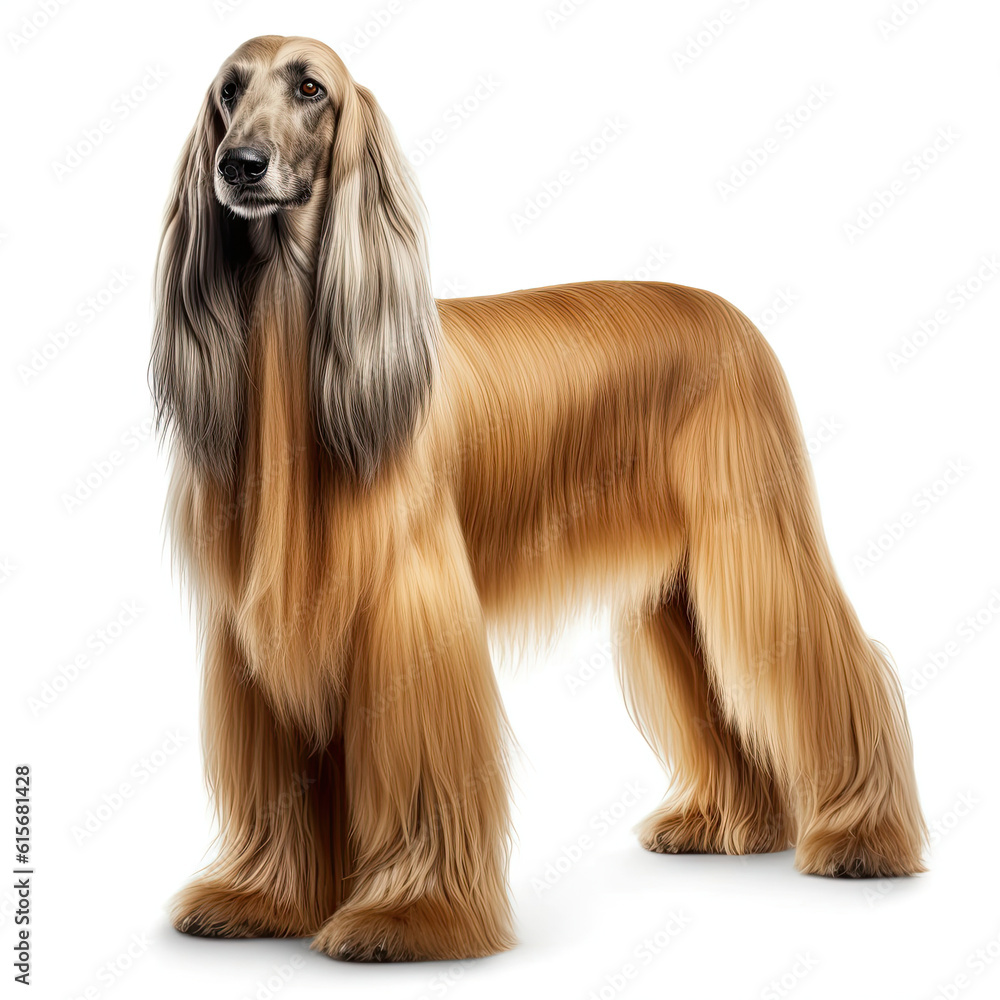 A full body shot of an elegant Afghan Hound (Canis lupus familiaris) A full body shot of an elegant Afghan Hound (Canis lupus familiaris)