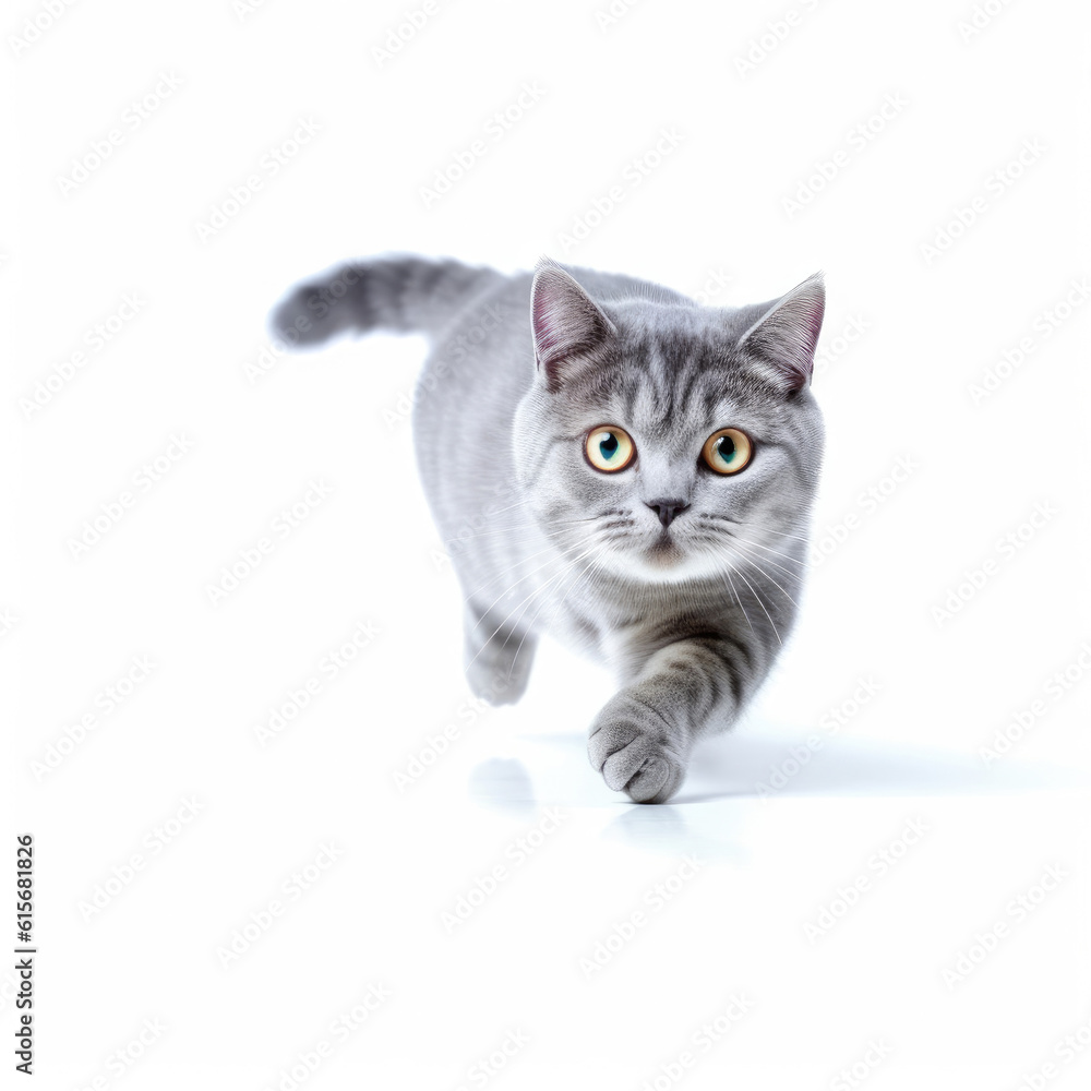A Domestic Shorthair Cat (Felis catus) chasing a laser pointer