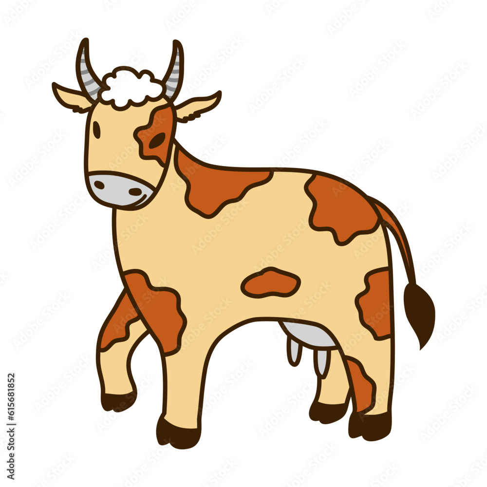 Cow insulated on white background. Vector illustration in cartoon flat design style. Farm Cow insulated on white background. Vector illustration in cartoon flat design style. Farm