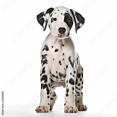 A full body shot of a delightful Dalmatian puppy (Canis lupus familiaris) © blueringmedia