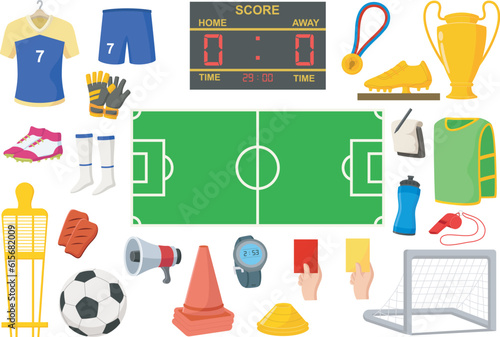 Set of soccer game sport element