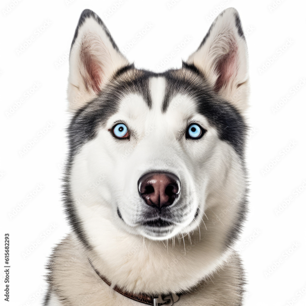 Closeup of a Siberian Husky's (Canis lupus familiaris) face