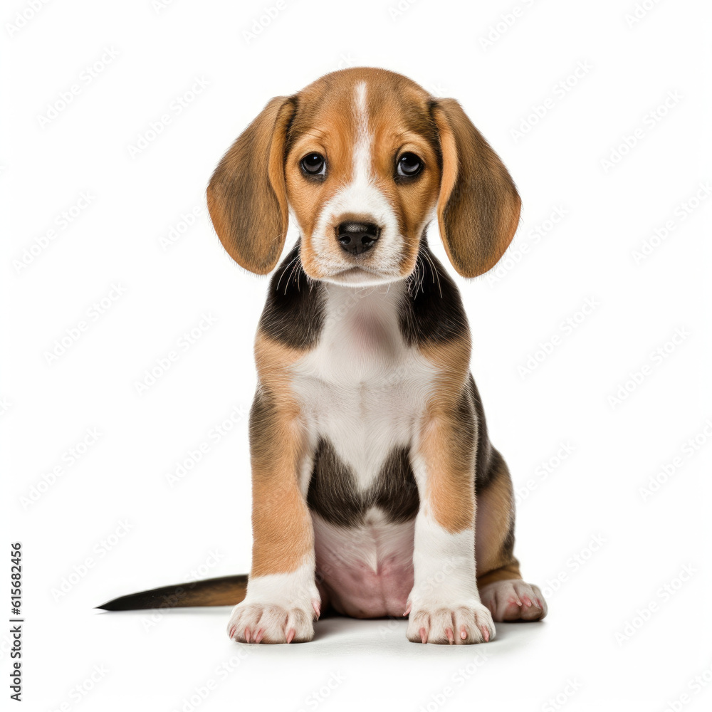 A full body shot of a lovely Beagle puppy (Canis lupus familiaris)