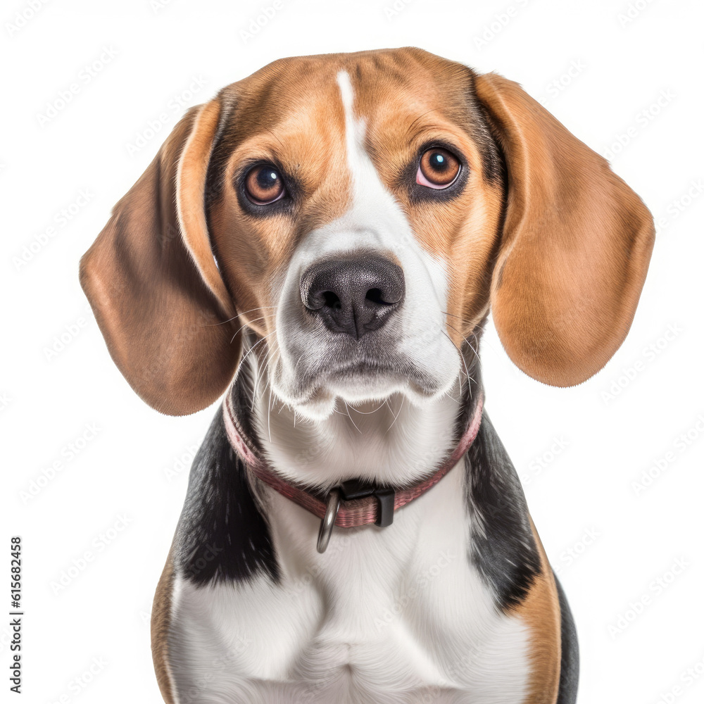 A Beagle (Canis lupus familiaris) with a comical confused expression