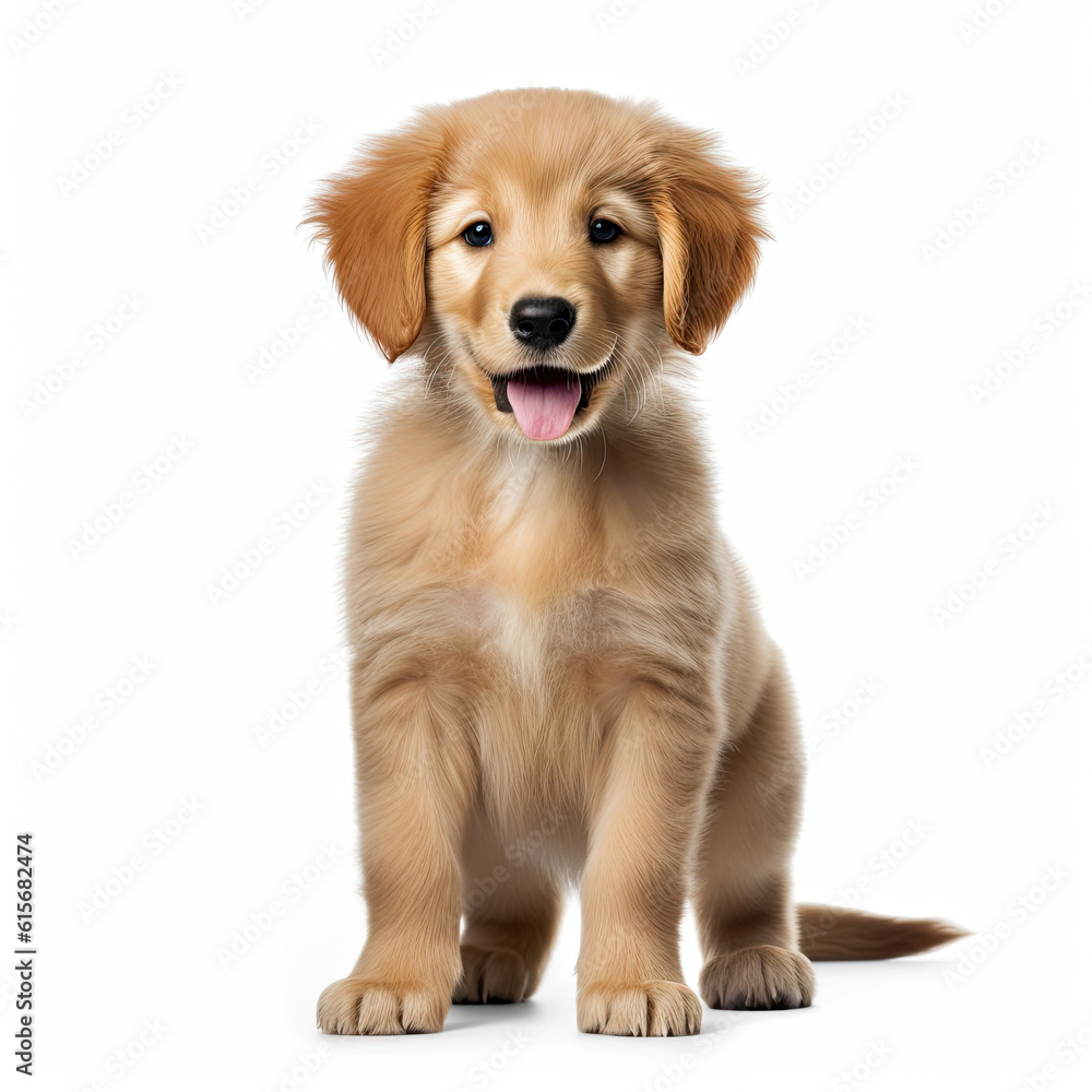 A full body shot of an adorable Golden Retriever puppy (Canis lupus familiaris) A full body shot of an adorable Golden Retriever puppy (Canis lupus familiaris)