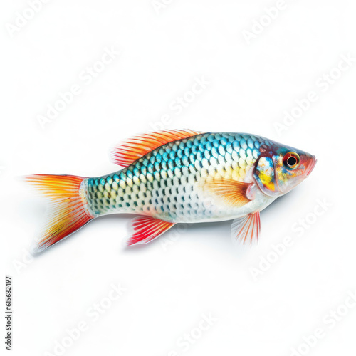 Rainbowfish (Melanotaenia) showcasing iridescent scales, swimming through water