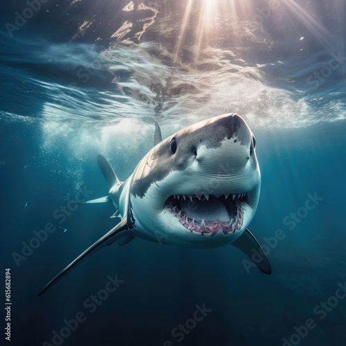 A Great White Shark  Carcharodon carcharias  underwater