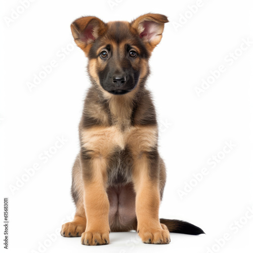 A full body shot of a cute German Shepherd puppy  Canis lupus familiaris 