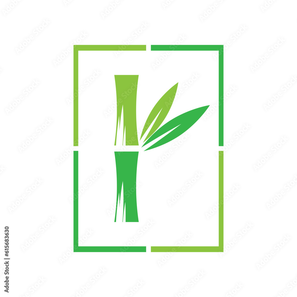 Bamboo with green leaf logo ilustration vector template Bamboo with green leaf logo ilustration vector template