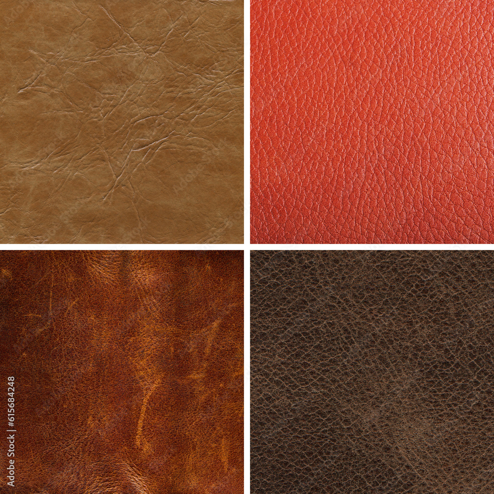 Fototapeta premium Natural cowhide in various color, luxury clothing accessories suitable for photo collage, website header banner