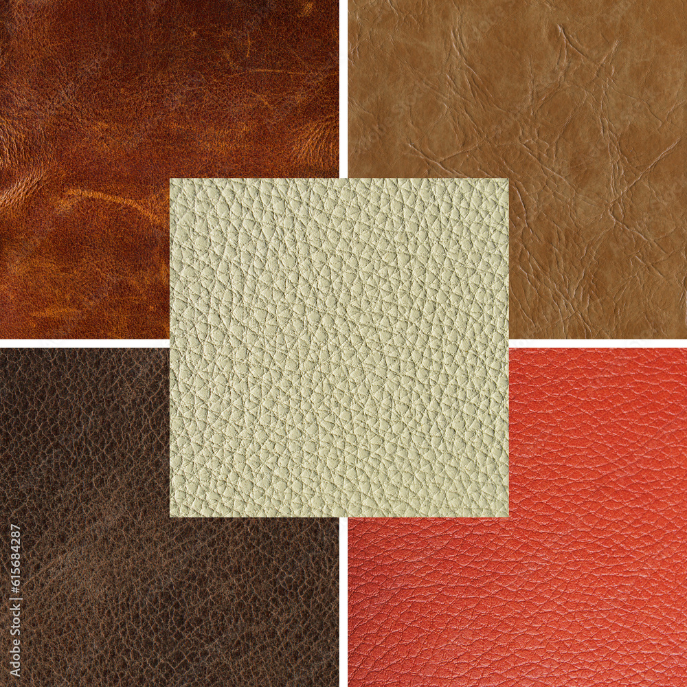 Fototapeta premium Natural cowhide in various color, luxury clothing accessories suitable for photo collage, website header banner