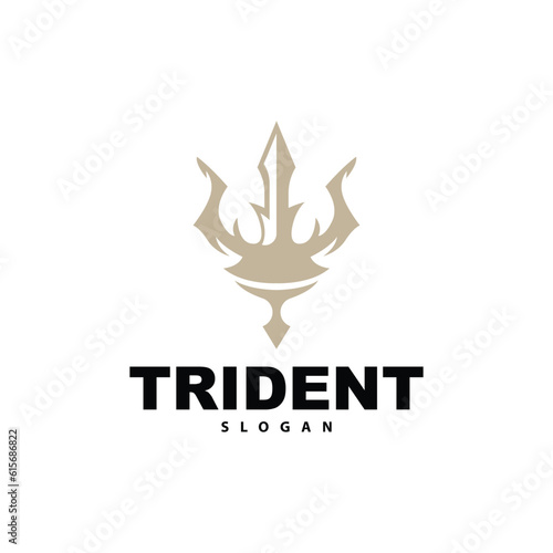Trident Logo, Vector Magic Spear of Poseidon Neptune, Triton King Design, Template Icon Brand Illustration