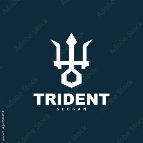 Trident Logo, Vector Magic Spear of Poseidon Neptune, Triton King Design, Template Icon Brand Illustration