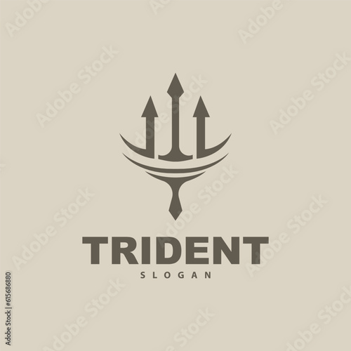 Trident Logo, Vector Magic Spear of Poseidon Neptune, Triton King Design, Template Icon Brand Illustration