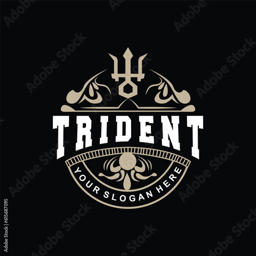 Trident Logo, Vector Magic Spear of Poseidon Neptune, Triton King Design, Template Icon Brand Illustration