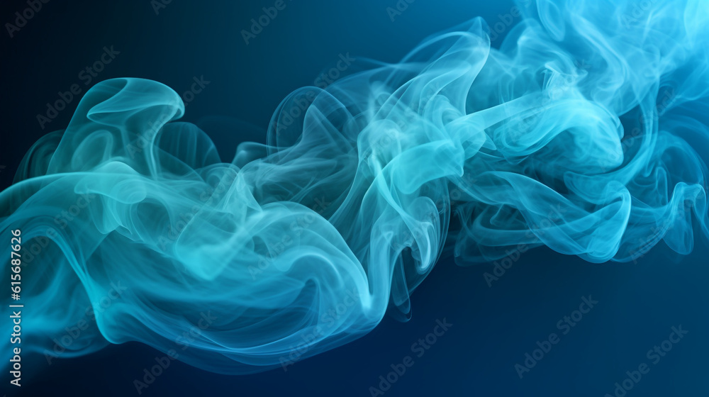 Fototapeta premium cyan smoke as it elegantly floats through the air, Generative AI